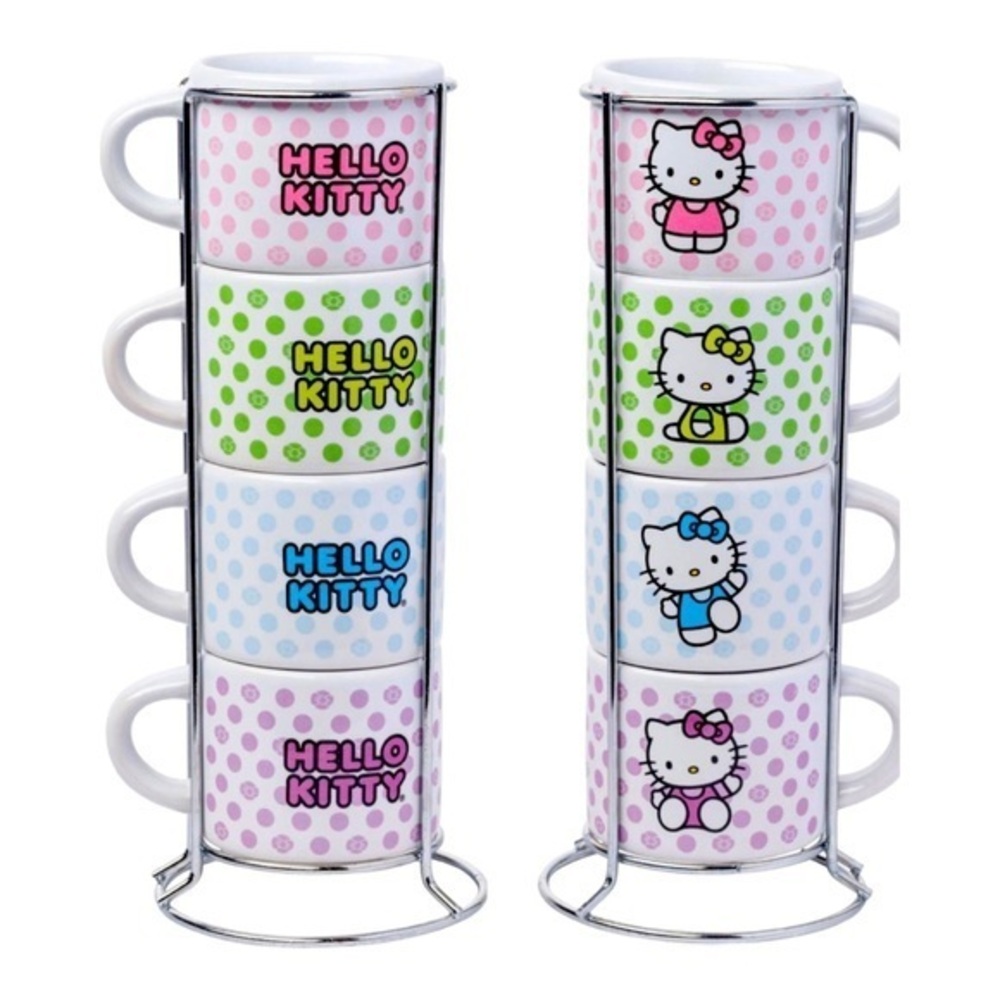 Hello Kitty Ceramic 3oz (Set of 4) Stackable Mugs